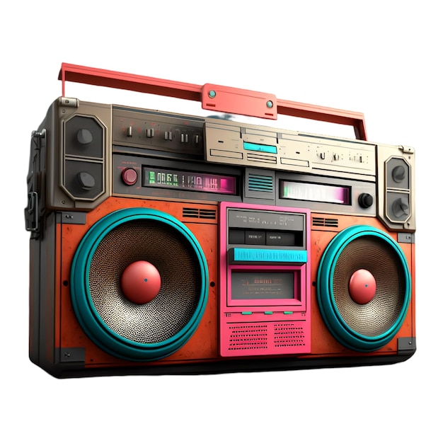 Vintage boombox icon 1980s Boom Box Cassette Tape Player Old school radio tape recorder doodle