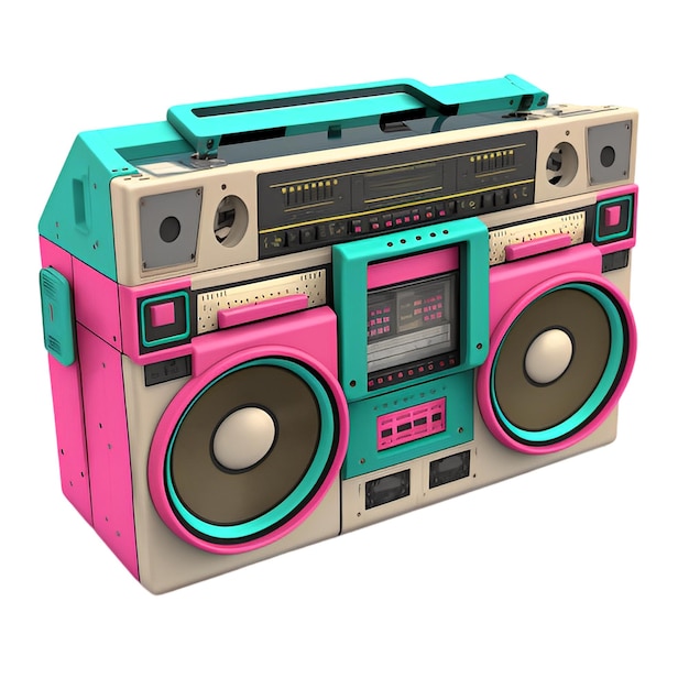 Vintage boombox icon 1980s Boom Box Cassette Tape Player Old school radio tape recorder doodle