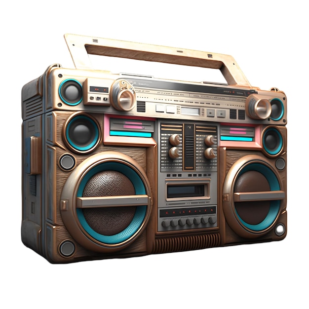 Vintage boombox icon 1980s Boom Box Cassette Tape Player Old school radio tape recorder doodle