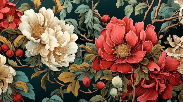 Vintage Botanical Elegance 1930s Inspired Wallpaper