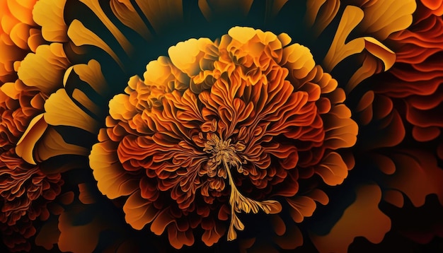 Vintage Botanical Marigold Flower Design by Generative AI