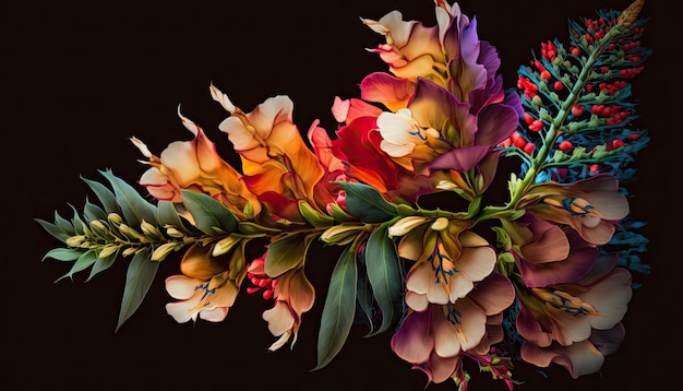 Vintage Botanical Snapdragon Flower Design by Generative AI