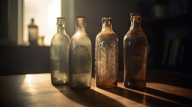 Vintage bottles collection Illustration AI GenerativexA