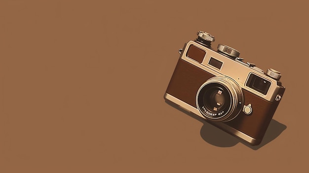 Photo vintage camera on brown background