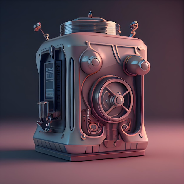 Vintage camera on a dark background 3D rendering Computer digital drawing