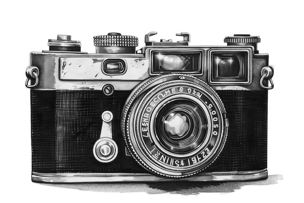 Photo vintage camera illustration in black and white