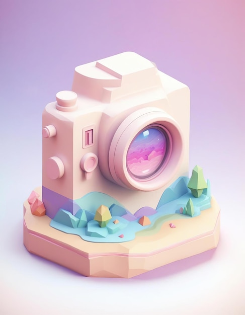 Vintage Camera in Pastel Colors