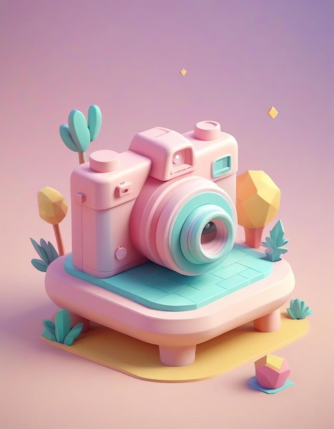 Vintage Camera in Pastel Colors