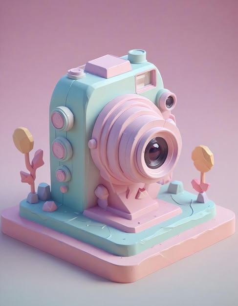 Vintage Camera in Pastel Colors