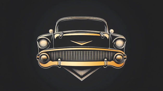 Photo vintage car graphic with black body and gold accents on black background