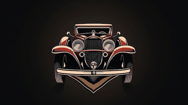 Photo a vintage car logo with a checkered flag background wings and a banner