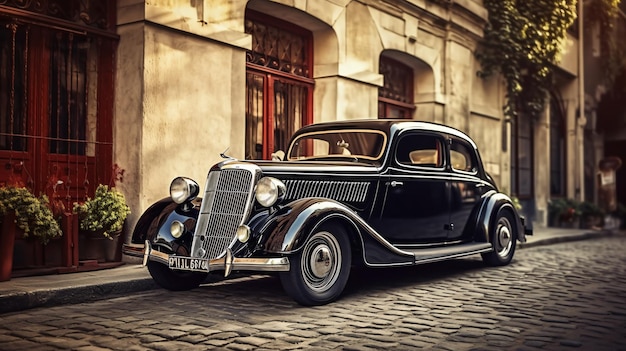 Vintage car parked on street