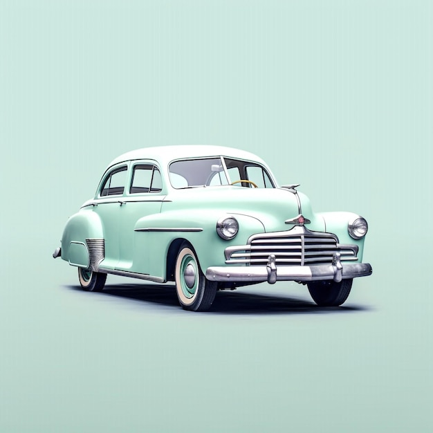 Vintage Car in Retro White isolated