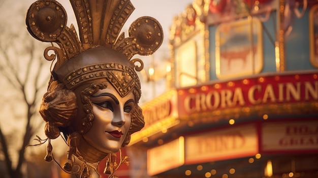 vintage carnival poster on a quiet street corner