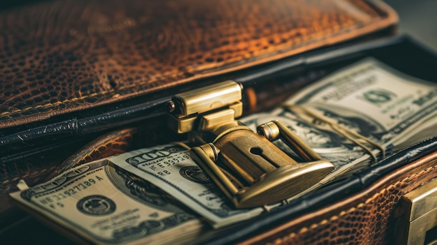 Photo vintage case with a key and money