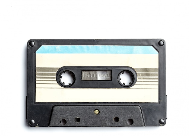 Vintage cassette tape isolated on white 