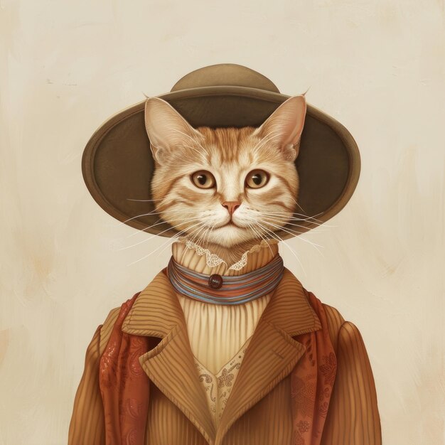 Photo vintage cat in victorian attire