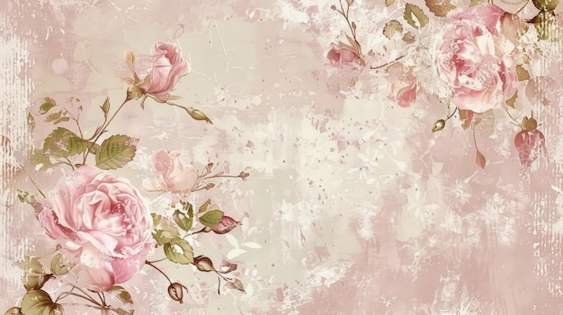 Vintage Charm Floral Wallpaper Adorned with Pink Roses