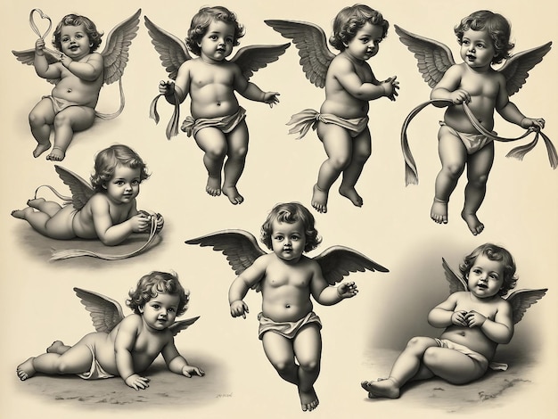 Photo vintage cherub illustrations