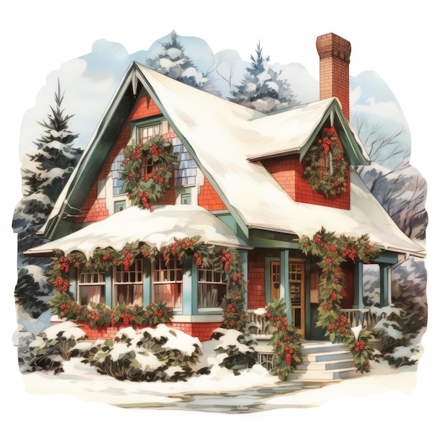 Vintage Christmas farmhouse clipart