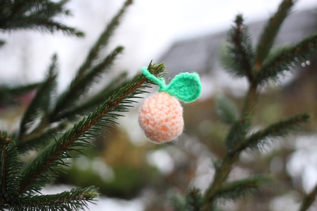 Vintage christmas tree background with handmade paper toys