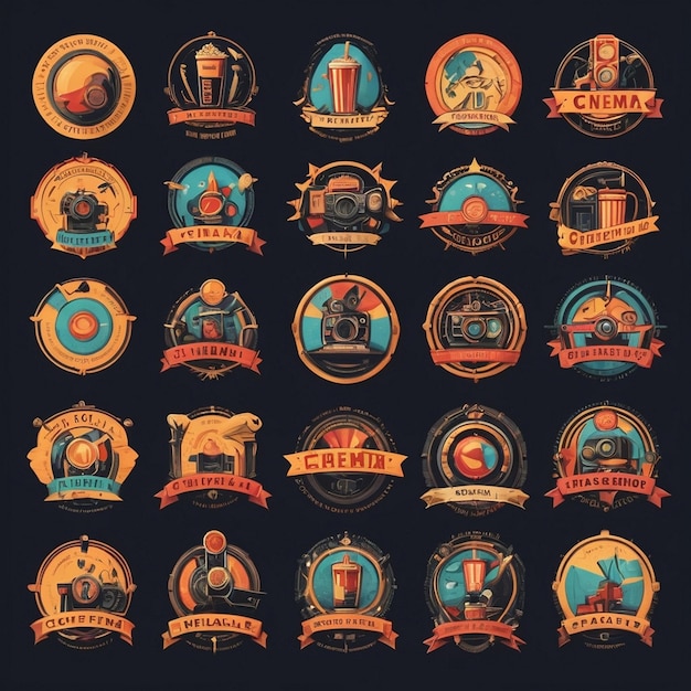 Vintage Cinema Emblems A Collection of Retro Film Badges