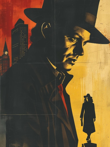 Vintage classic noir detective and spy movie poster