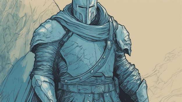 Vintage Comic Book Injured Knight With Pencil Style