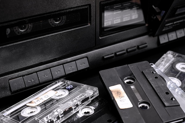 Vintage compact cassette and audio tape player