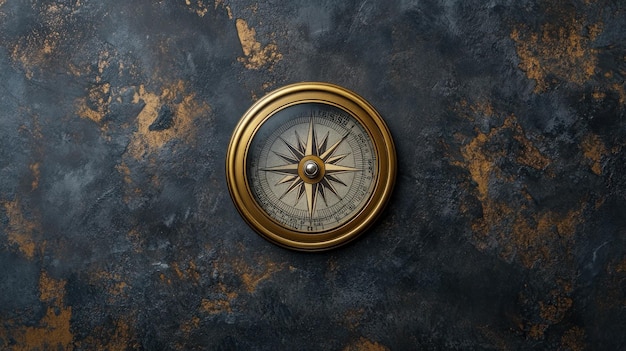 Photo vintage compass on dark background