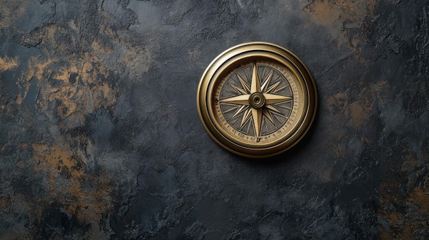 Photo vintage compass on dark background