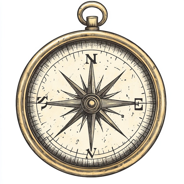 Photo a vintage compass with directional markings for navigation