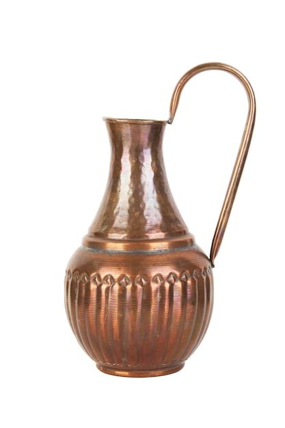 Vintage copper jug isolated on white 