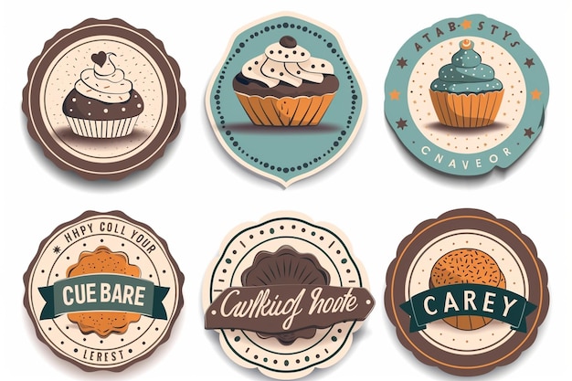 Photo vintage cute bakery shop badges