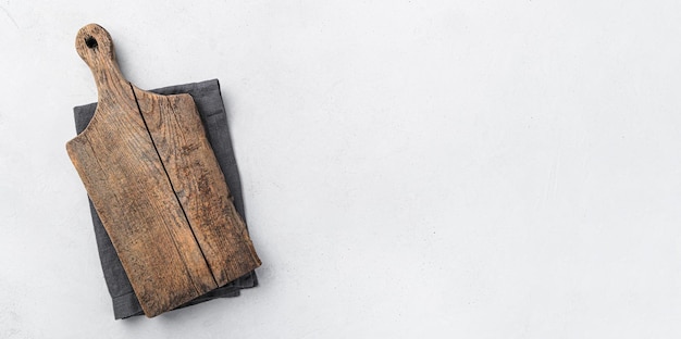 Vintage cutting board on a gray background