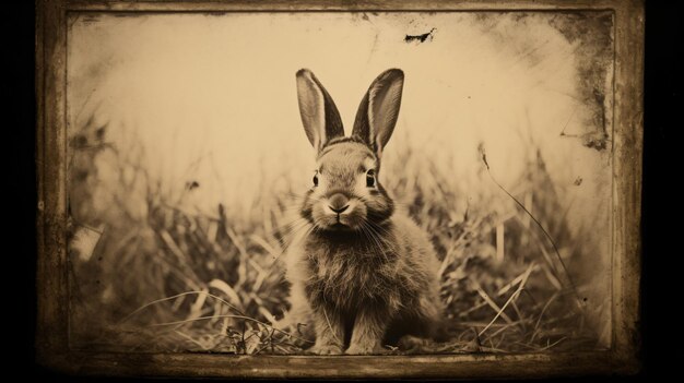 Photo a vintage darkroom photo portrait of a bunny