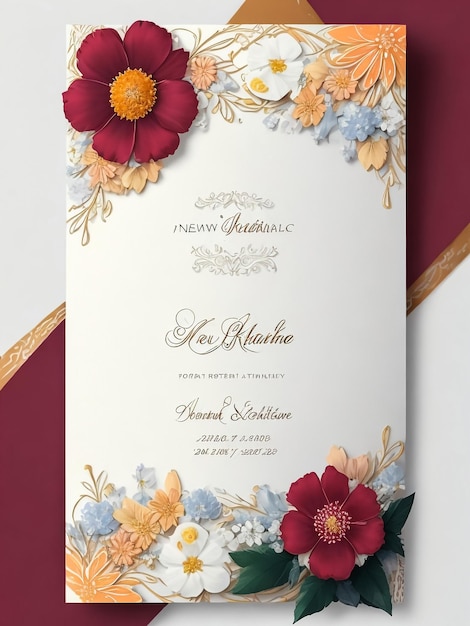 Vintage delicate invitation with flowers for wedding marriage bridal birthday Valentines day