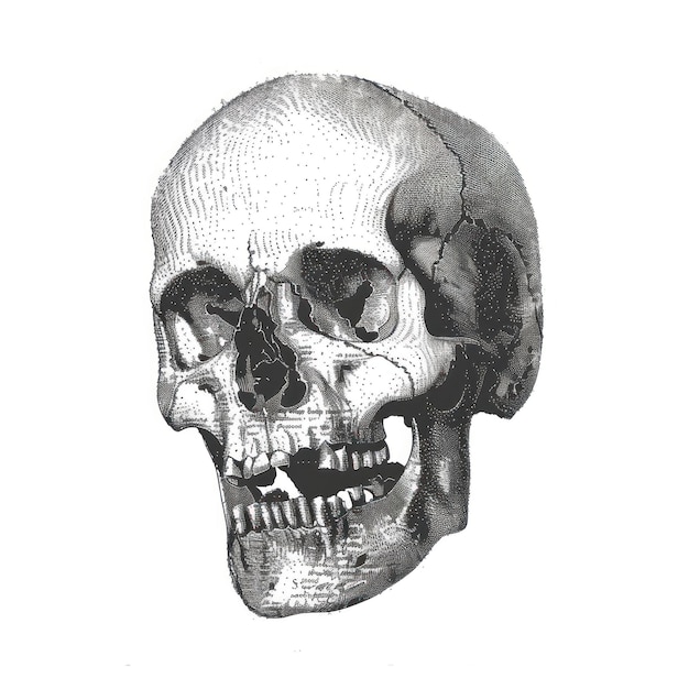 Photo vintage detailed human skull illustration