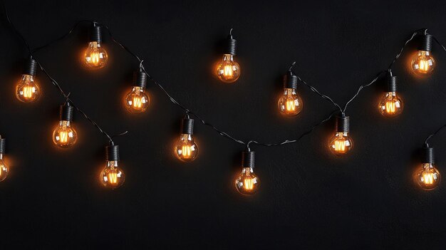 Photo vintage edison bulbs hanging against a black background