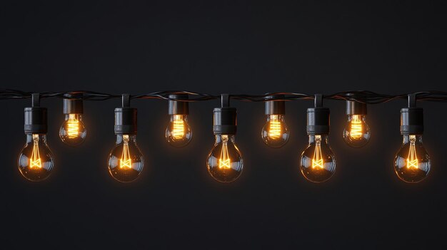 Photo vintage edison bulbs hanging against a black background