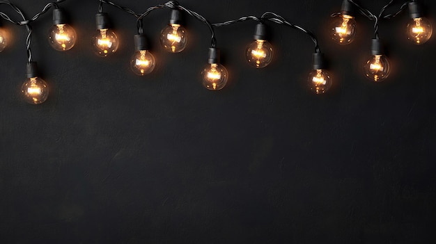 Photo vintage edison bulbs hanging against a black background