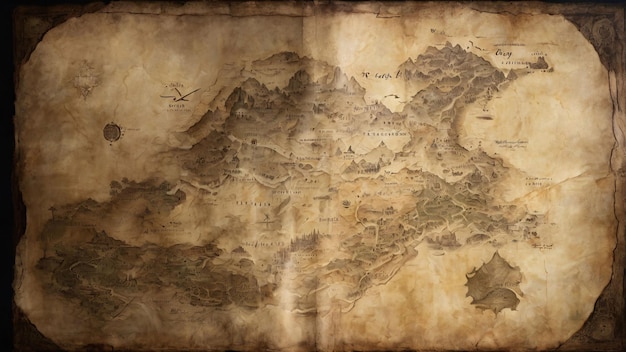 Vintage fantasy map with aged paper look