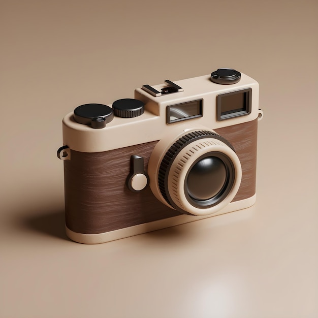 Photo vintage film camera with wooden body