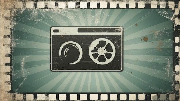 Photo a vintage filmstrip background with a textured empty frame for creativity