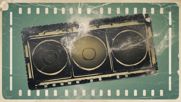 Photo a vintage filmstrip background with a textured empty frame for creativity