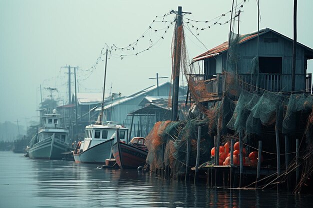 Vintage Fishing Village with Redfish Nets high quality Redfish picture photography