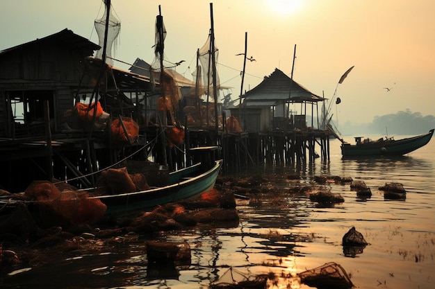 Vintage Fishing Village with Redfish Nets high quality Redfish picture photography