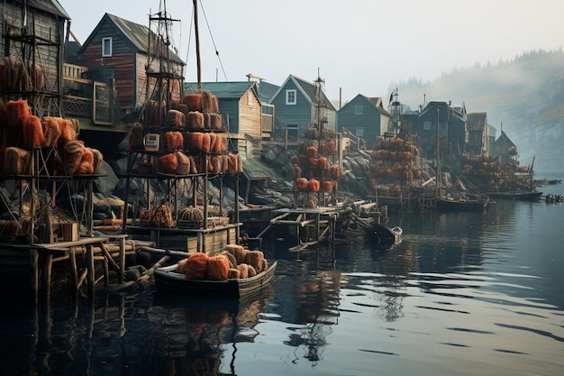 Vintage Fishing Village with Skate Nets High quality Skate Fish picture photography