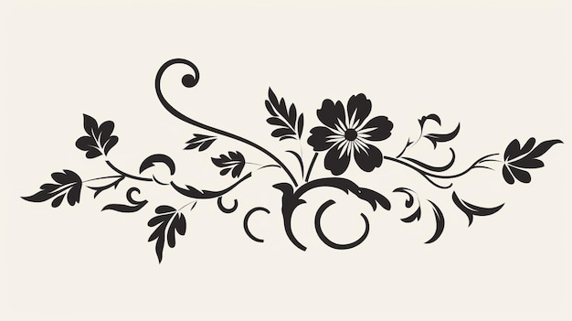 Vintage Fleur Traditional Scroll Painting Inspired Black and White Design