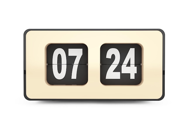 Vintage Flip Clock on a white background. 3d rendering